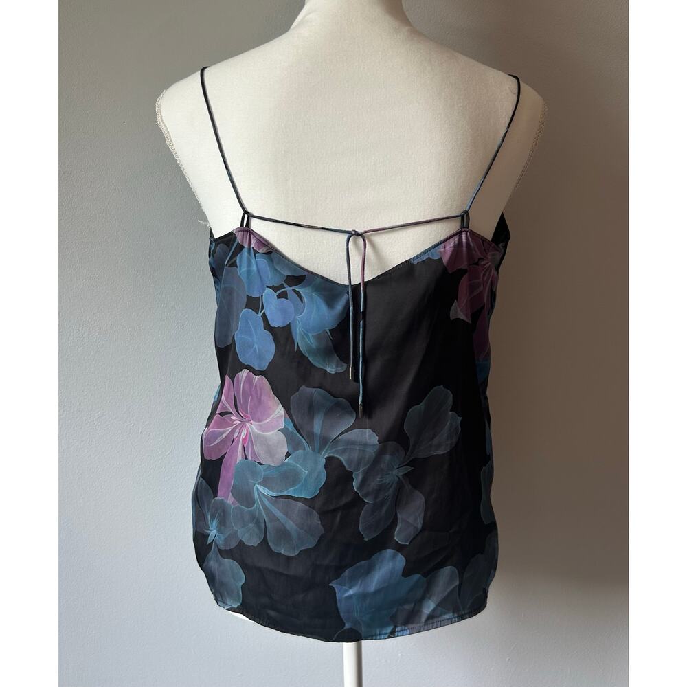 Paige Black and Blue Floral Tank Strappy Coastal Tank Flowy Size M - Picture 3 of 5